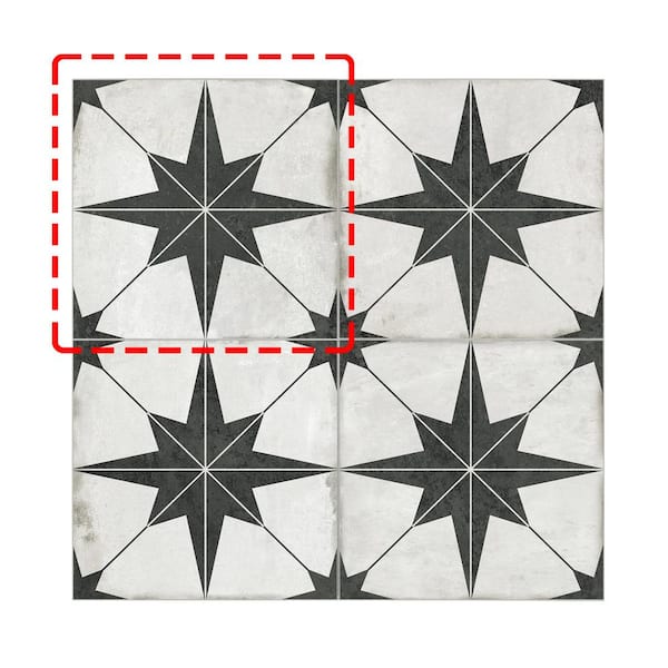sunwings Patterned Black 6 in. x 6 in. Stone Peel Composite and Stick Encaustic Backsplash Wall Tile (0.25 sq. ft.)