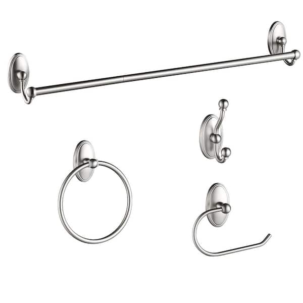 FORIOUS 4 -Piece Bath Hardware Set with Included Mounting Hardware in Brushed Nickel
