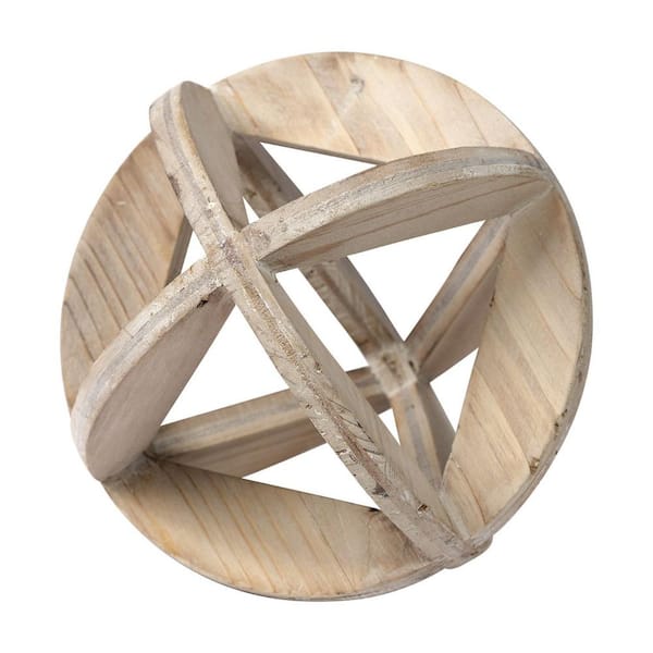 HomeRoots 7 in. Brown Natural Wood Geometric Decor Piece