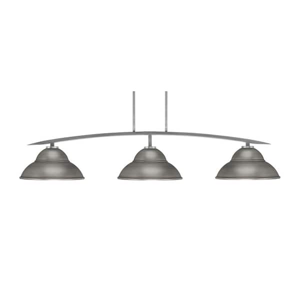 Unbranded Siena 3-Light Graphite Billiard-Light with Graphite Metal Shades