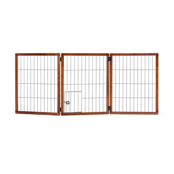 Carlson Pet Products Carlson Wood 3-Panel Extra Tall Free Standing Pet Gate with Small Pet Door