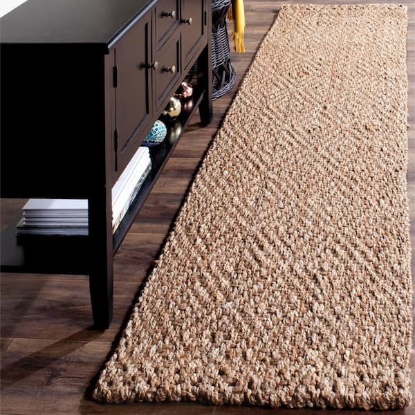 Natural Fiber Beige 2 ft. x 12 ft. Geometric Runner Rug