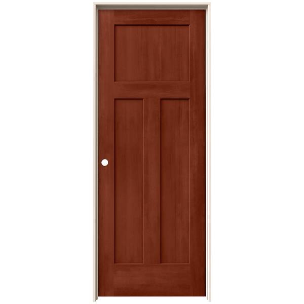 JELD-WEN 30 in. x 80 in. Craftsman Amaretto Stain Right-Hand Solid Core Molded Composite MDF Single Prehung Interior Door