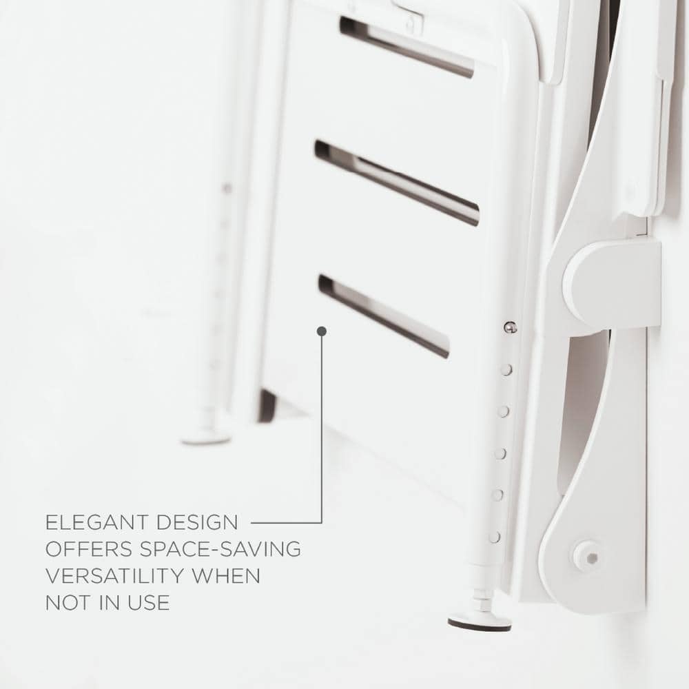 White Matte Heavy Duty Folding Wall Mount Shower Seat