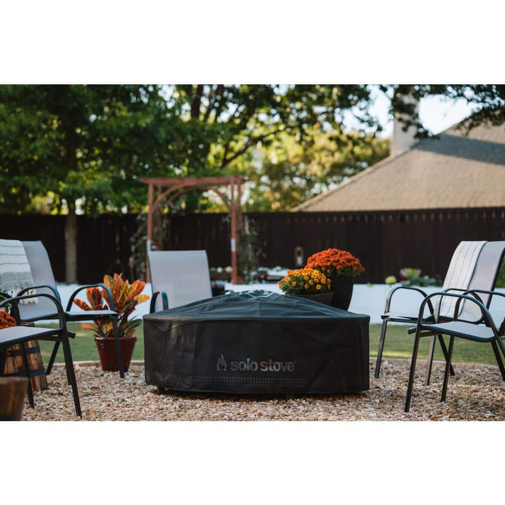 Black Weather-Resistant PVC Fire Pit Cover with Aluminum Supports