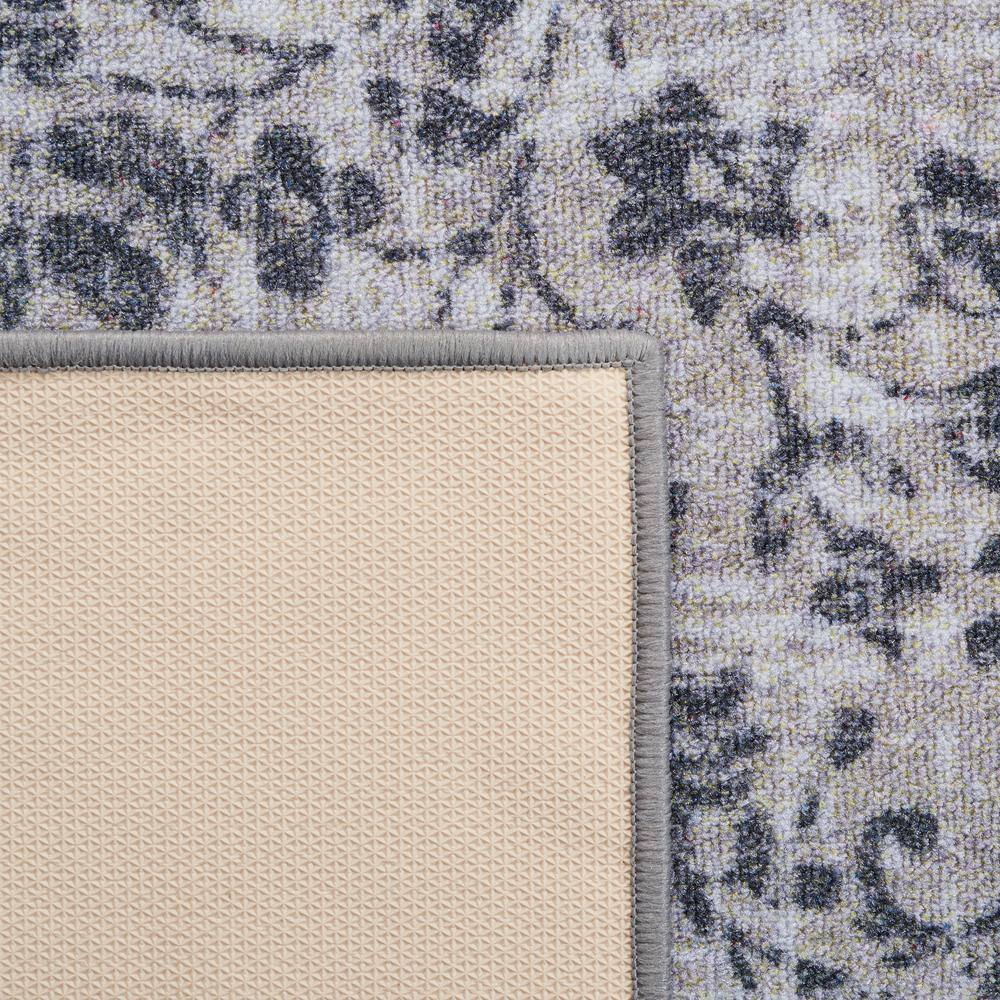 Gray Floral Medallion 4' x 6' Washable Wool Area Rug