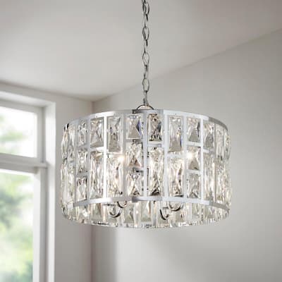Kristella 4-Light Chrome Chandelier with Clear Crystal Shade