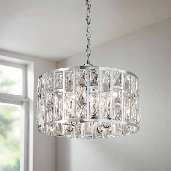 ルミナベッラMessalina SO4 peodant　chrome Roman Crystal 4-Light Chrome Chandelier - Indoor Lighting