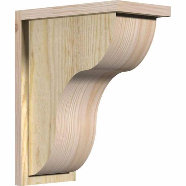 Ekena Millwork 8 in. x 14 in. x 18 in. Douglas Fir Carmel Rough Sawn Corbel with Backplate