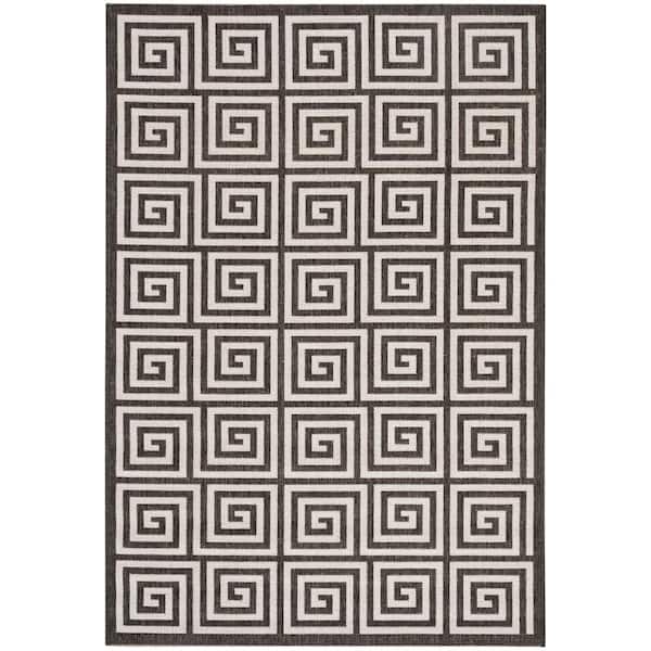 SAFAVIEH Beach House Light Gray/Charcoal Doormat 3 ft. x 5 ft. Geometric Indoor/Outdoor Patio Area Rug