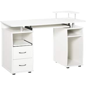 47.25 in. Rectangular White Wood 2 Drawer Computer Desk with Keyboard Tray