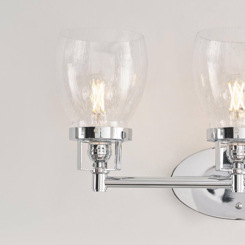 Chrome Clear Seeded Glass 3-Light Vanity Fixture
