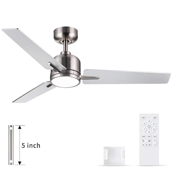 48 in. Indoor Brushed Nickel 3 Plywood Blades Flush Mount Standard Ceiling Fan with LED Light and Remote Included