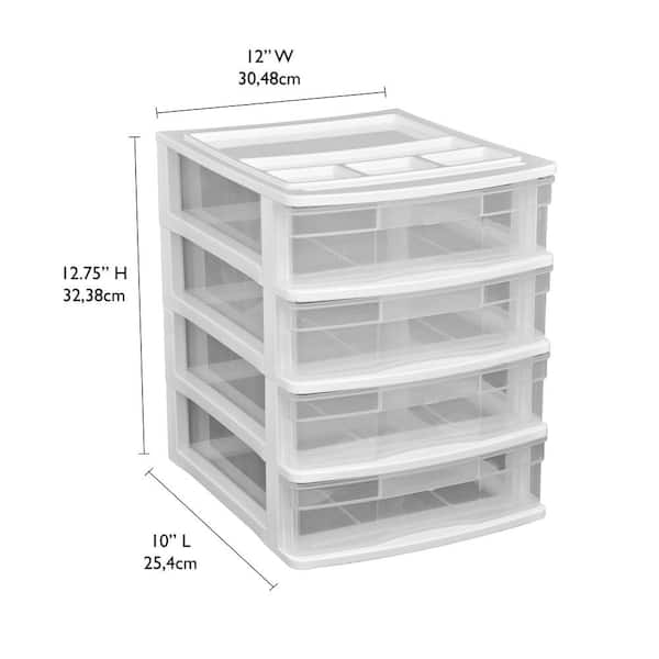 Gracious Living Desk & Countertop 4 Drawer Storage Bin w/Organizer Lid (3 Pack)