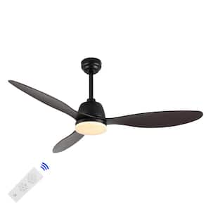 Audie 52 in. 1-Light App/Remote 6-Speed Propeller Integrated Indoor/Outdoor LED Ceiling Fan, Dark Brown Wood Finish