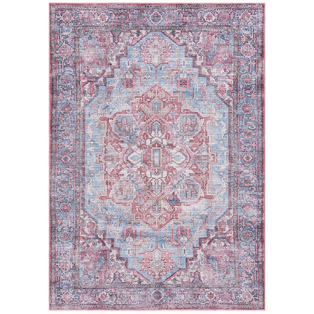 Serapi Blue/Rust 5 ft. x 8 ft. Machine Washable Border Ornate Area Rug price history on PriceWatchPro