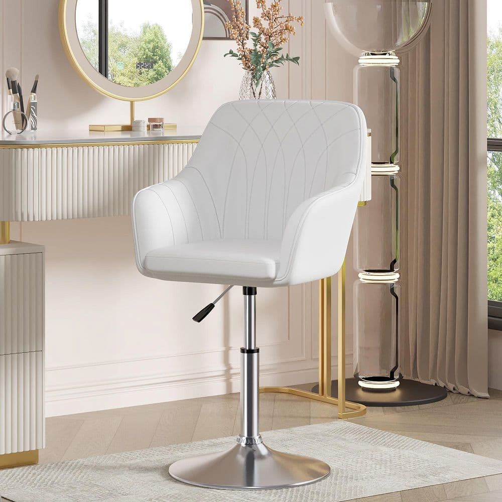 Polished Chrome Dressing Table Stool VECELO Swivel Vanity