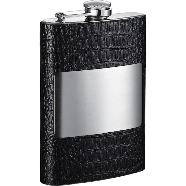 Visol Mikhail Handcrafted Black Leather Liquor Flask