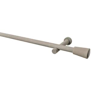 95 in. Intensions Single Curtain Rod Kit in Smoke with Saxy Finials and Open Brackets