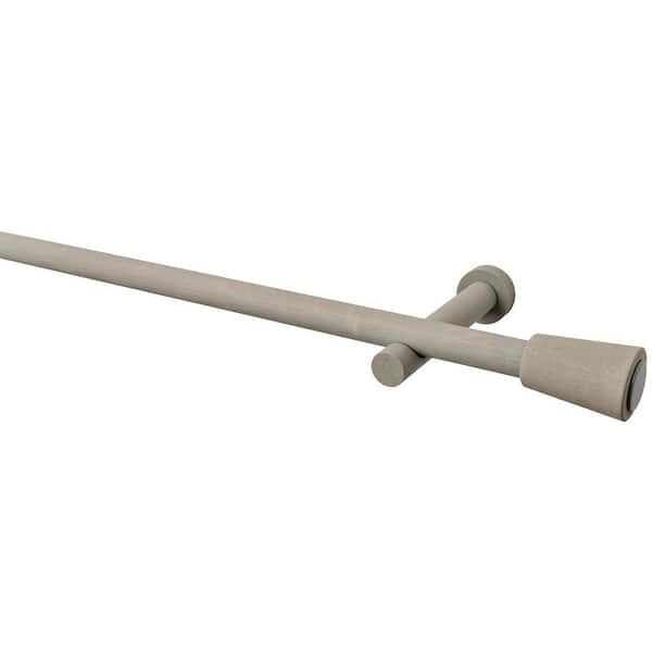 LTL Home Products 63 in. Intensions Single Curtain Rod Kit in Smoke with Saxy Finials and Open Brackets