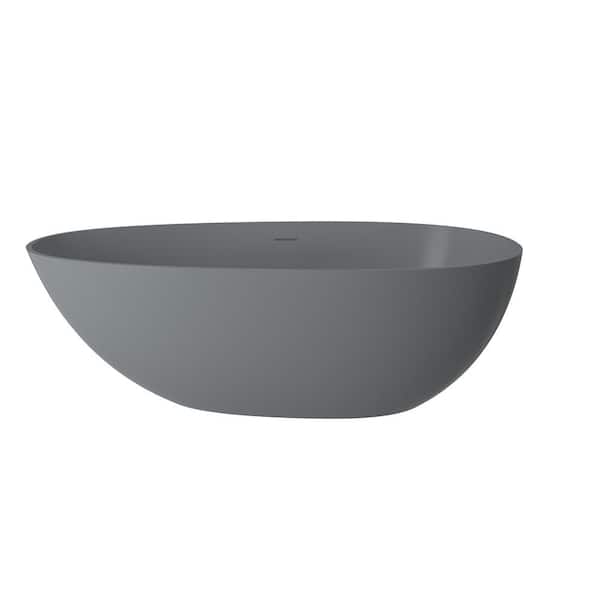 59 in. x 31 in. Soaking Bathtub in Matte Grey