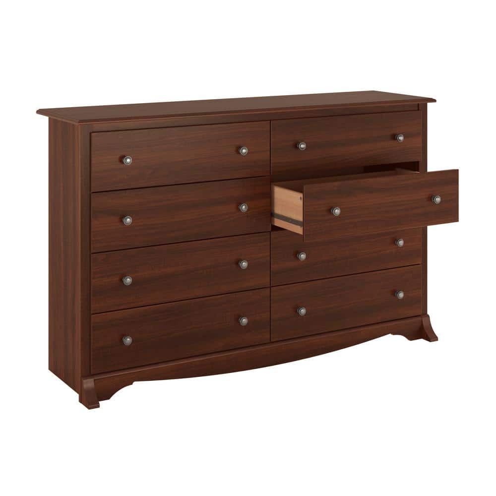Cherry Monterey Double Dresser with 8 Deep Drawers and Roller System