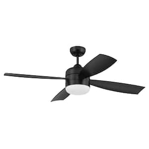Sebastion 52 in. Indoor/Outdoor Flat Black Finish Ceiling Fan with Smart Wi-Fi Enabled Remote and Integrated LED Light