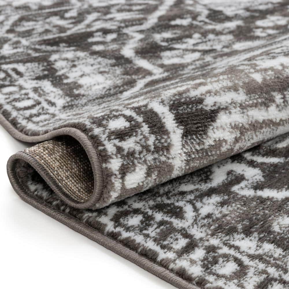 Vintage Bohemian Floral Gray Soft Runner Rug 2'7" x 9'10"