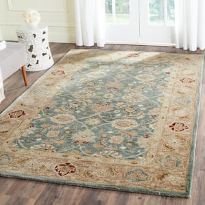 Antiquity Teal Blue/Taupe Doormat 3 ft. x 5 ft. Border Area Rug