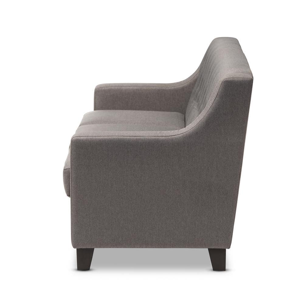 Arcadia 78'' Gray Fabric Tufted 3-Seater Sofa with Wooden Legs