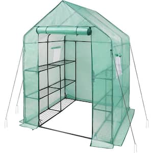 4.7 ft. x 4.8 ft. x 6.4 ft. Walk-in Greenhouse Kit for Outdoors with Durable PE Cover and Observation Windows