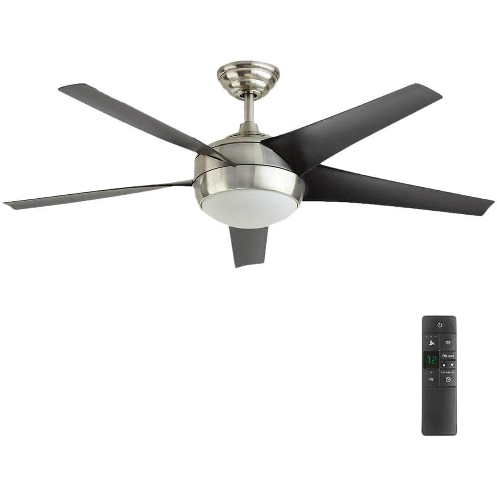 Home Decorators Collection Windward IV 52 in. Indoor LED Brushed Nickel  Ceiling Fan with Dimmable Light Kit, Remote Control and Reversible Motor  26663 ...