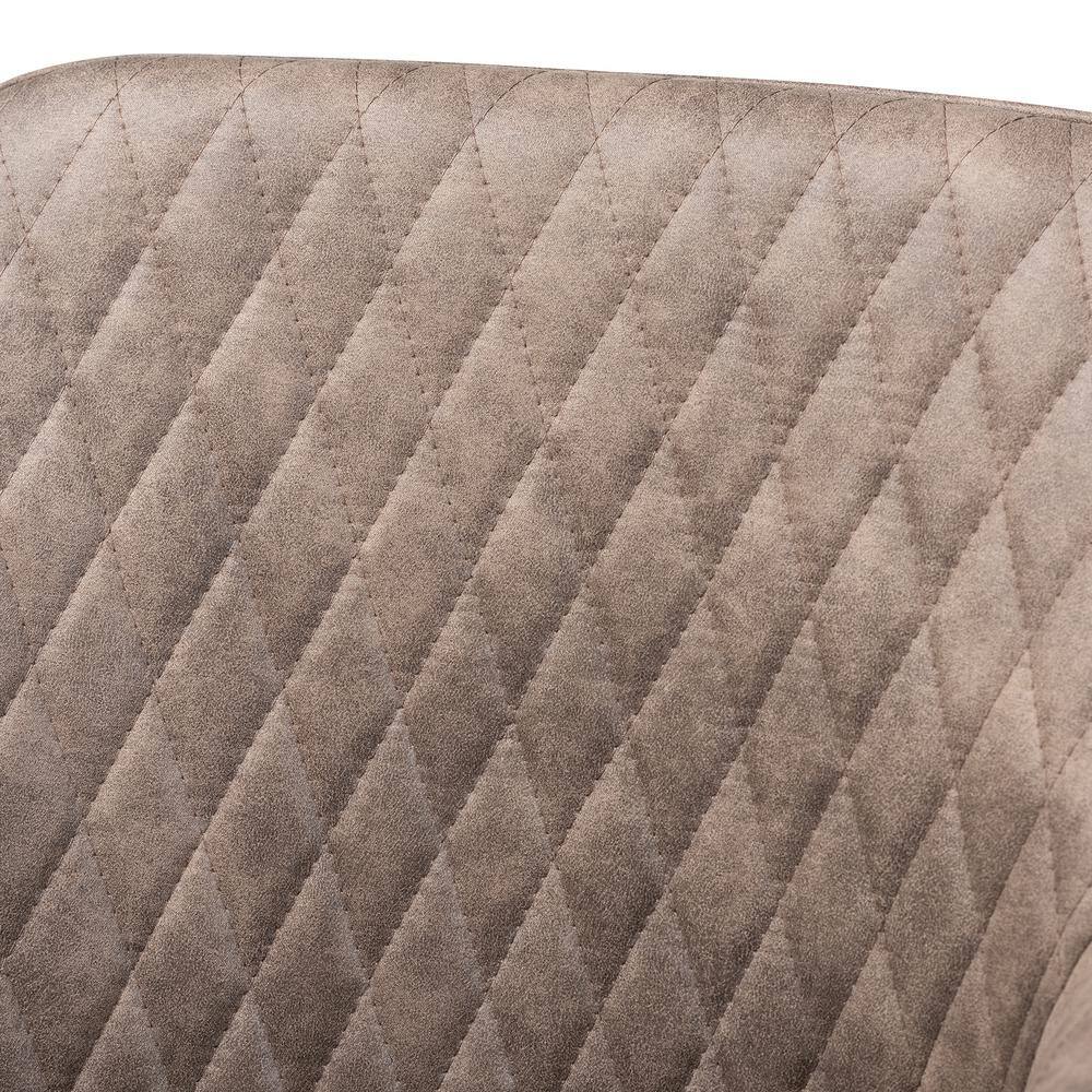Set of 2 Gray and Brown Quilted Metal Dining Chairs