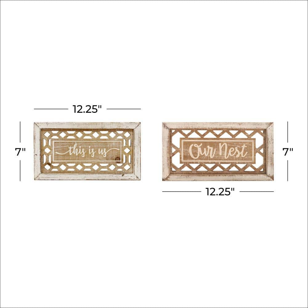 White and Beige Rustic Wood Farmhouse Wall Decor Set