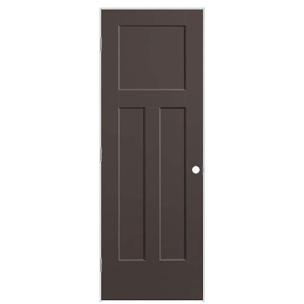 Masonite 28 in. x 80 in. 3-Panel Winslow Right-Hand Hollow Core Willow Wood Molded Composite Single Prehung Interior Door