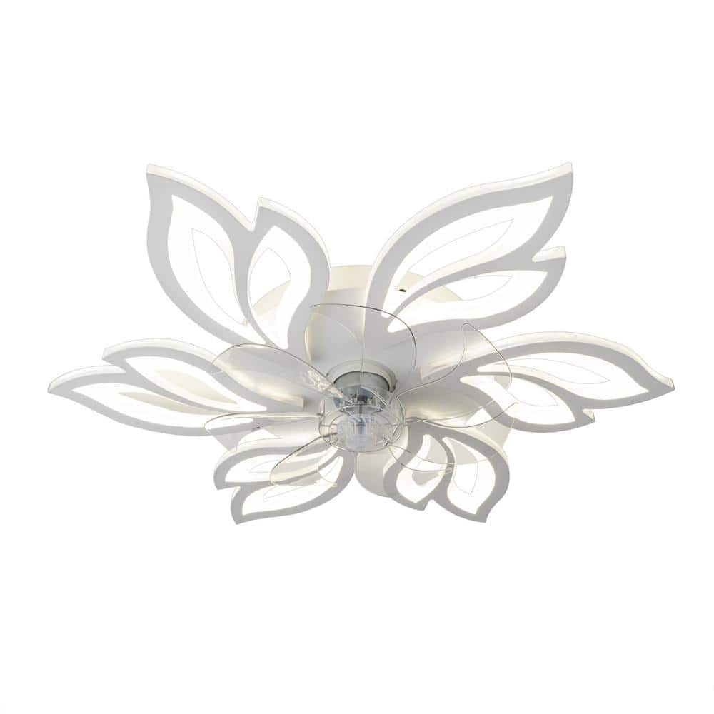 25.59 in./2.13 ft. 6-White Petal Dimmable Ceiling Fan with LED Light Remote and APP -  Tivleed, FLW651T10