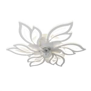 25.59 in./2.13 ft. 6-White Petal Dimmable Ceiling Fan with LED Light Remote and APP