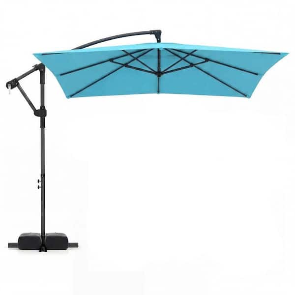 8 ft offset patio umbrella PURPLE LEAF 8' x 8' 240 GSM Excellent UV Protection Taupe saving solar panel for zero electricity nighttime illumination PURPLE LEAF Outdoor Umbrella 8'