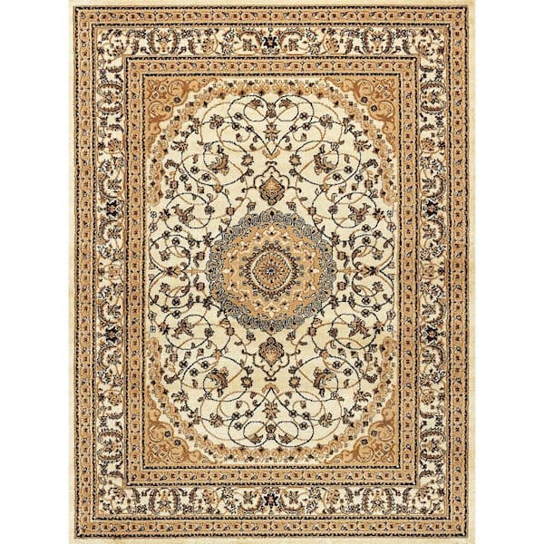 World Rug Gallery Nova Ardebil Ivory 5 ft. 3 in. x 7 ft. 3 in. Area Rug