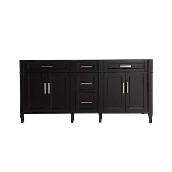 72 in. W Freestanding Bath Vanity Cabinet without Top in Espresso with Mirror, Unassembled