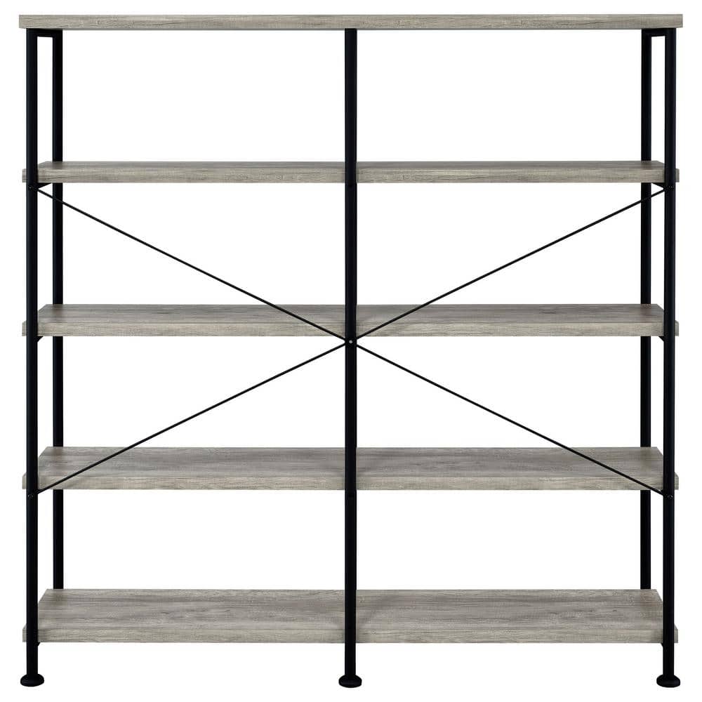 Analiese Gray Driftwood 4-Shelf Industrial Bookcase