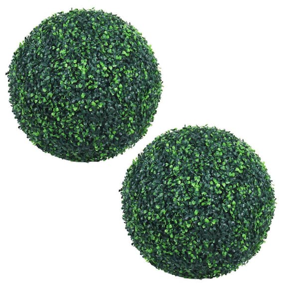 22 in. Artificial Green Indoor Boxwood Twin Ball Topiary Tree (2-Pack)