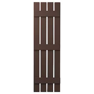 16 in. x 55 in. Polypropylene Plastic 4-Board Open Board and Batten Shutters Pair in Terra Brown