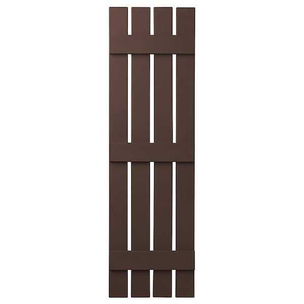 Ply Gem 16 in. x 67 in. Polypropylene 4 Board Open Board and Batten Shutters Pair in Terra Brown