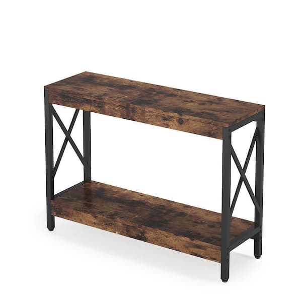 BYBLIGHT Turrella 43.3 in. Brown Standard Rectangle Wood Console Table ...