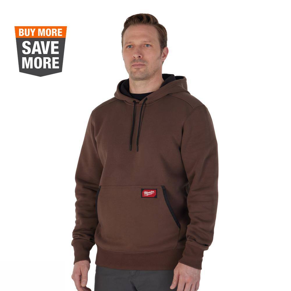 Milwaukee Men's Large Brown Midweight Cotton/Polyester Long-Sleeve Pullover Hoodie 351BR-L - The ...