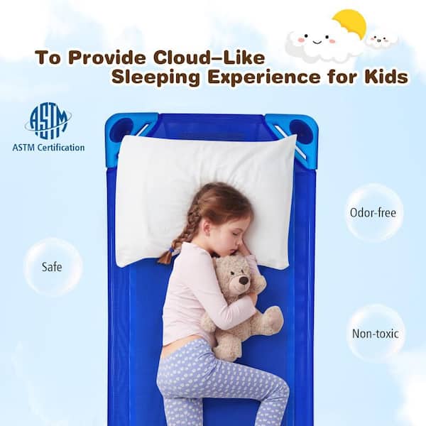 Costway Blue (Pack of 4) Kids Stackable Naptime Toddler Cot 51 in