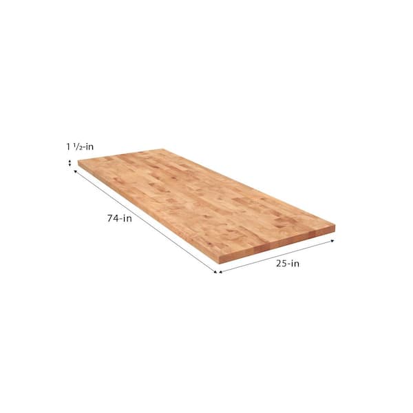 6 ft. L x 25 in. D Unfinished Birch Solid Wood Butcher Block Countertop With Eased Edge