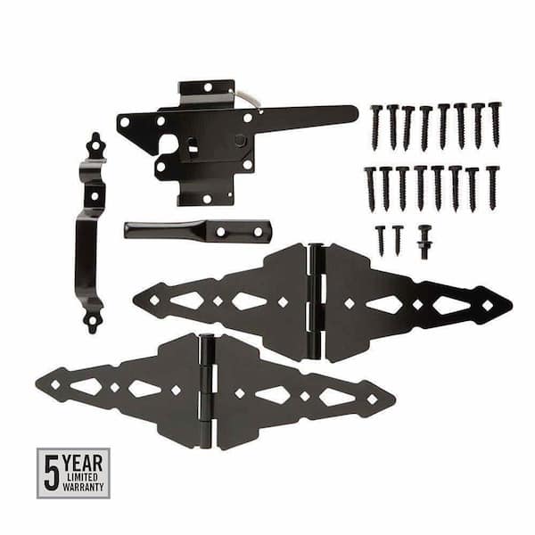 Everbilt Black Stainless Steel Post Latch Gate Set