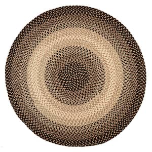 Ombre Charcoal 4 ft. x 4 ft. Round Indoor/Outdoor Braided Area Rug